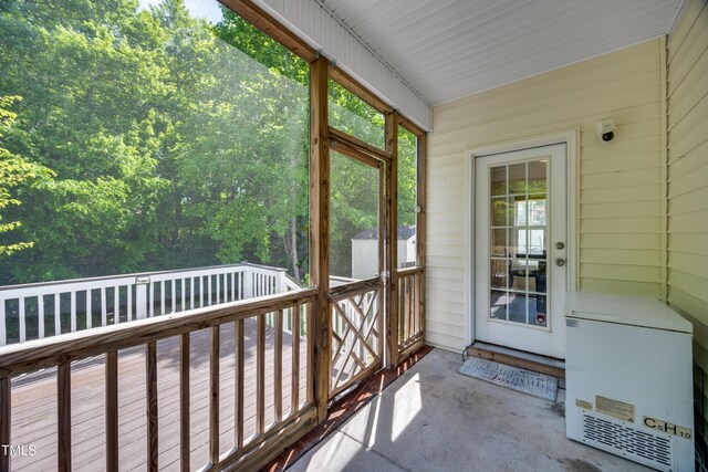 view of unfurnished sunroom