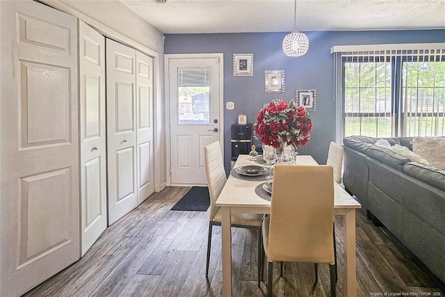 dining room with dark wood-style flooring