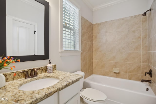 1212 Sand Pine Dr, Cary, NC 27519 - full bath with shower / bath combination, crown molding, toilet, and vanity