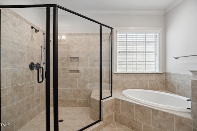 1212 Sand Pine Dr, Cary, NC 27519 - full bath with a shower stall, ornamental molding, and a garden tub