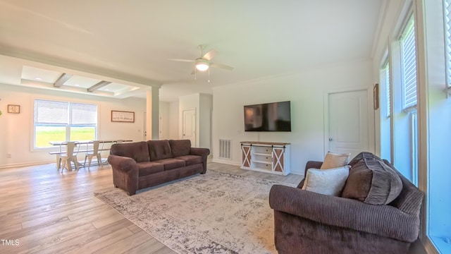 2912 Epps Clark Rd, Siler City, NC 27344 - living room with ceiling fan, wood finished floors, and baseboards