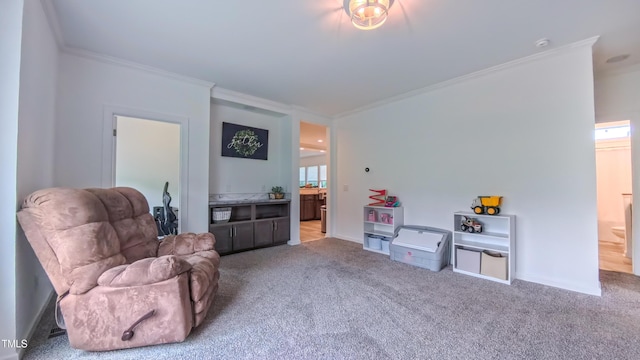 2912 Epps Clark Rd, Siler City, NC 27344 - sitting room with ornamental molding and carpet floors