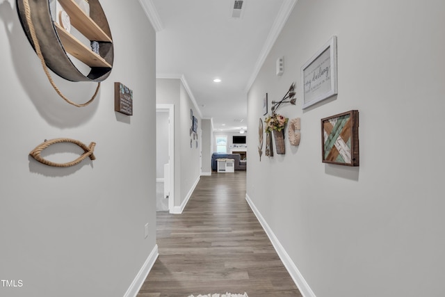 9 Little Sunshine Brk, Smithfield, NC 27577 - corridor with ornamental molding, recessed lighting, baseboards, and wood finished floors