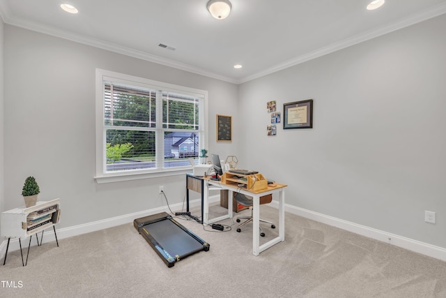 9 Little Sunshine Brk, Smithfield, NC 27577 - office featuring carpet floors, baseboards, ornamental molding, and recessed lighting