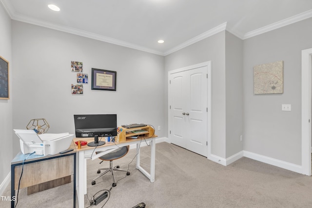 9 Little Sunshine Brk, Smithfield, NC 27577 - office space with carpet floors, baseboards, crown molding, and recessed lighting