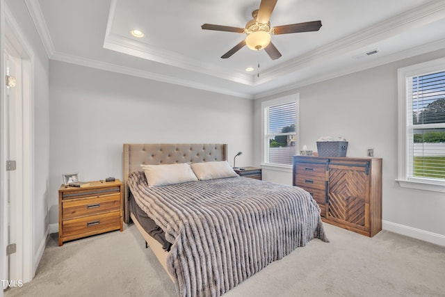 9 Little Sunshine Brk, Smithfield, NC 27577 - bedroom featuring carpet flooring, crown molding, baseboards, a tray ceiling, and recessed lighting