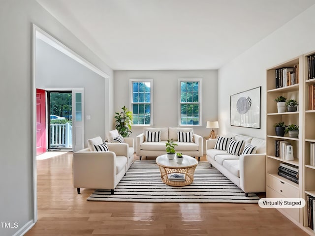 living area featuring wood finished floors