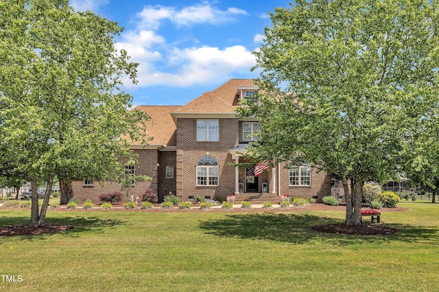 296 Shoreline Dr, Princeton, NC 27569 - view of front facade with brick siding and a front lawn