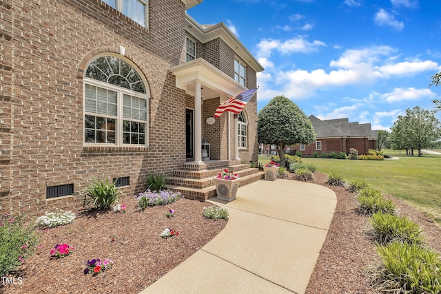 296 Shoreline Dr, Princeton, NC 27569 - property entrance featuring a yard and brick siding
