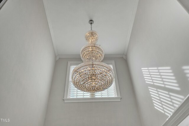 296 Shoreline Dr, Princeton, NC 27569 - room details with a chandelier and ornamental molding