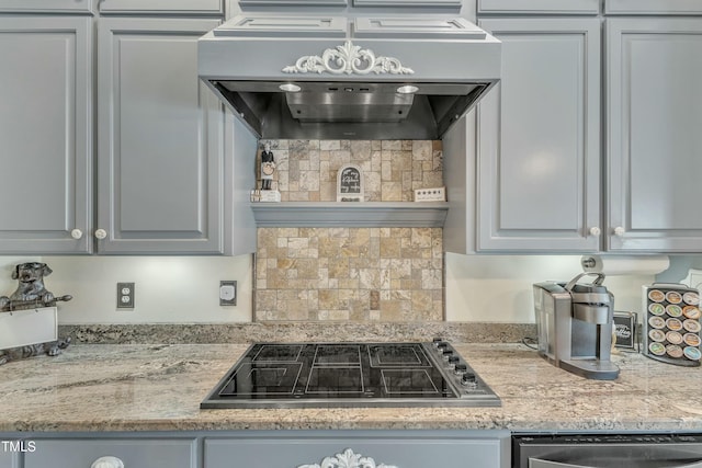 296 Shoreline Dr, Princeton, NC 27569 - kitchen featuring wall chimney range hood, light stone countertops, electric stovetop, dishwasher, and decorative backsplash
