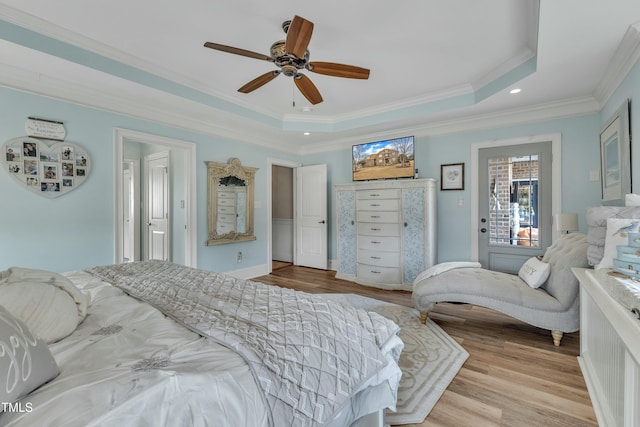296 Shoreline Dr, Princeton, NC 27569 - bedroom with crown molding, wood finished floors, and a raised ceiling