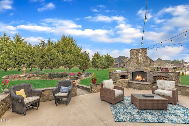 296 Shoreline Dr, Princeton, NC 27569 - view of patio / terrace featuring an outdoor living space with a fireplace