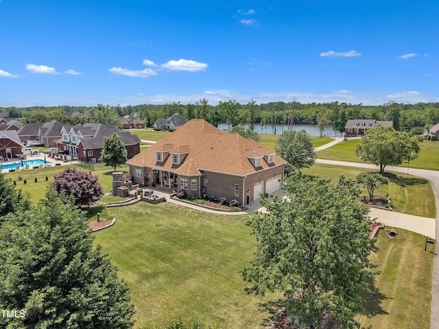 296 Shoreline Dr, Princeton, NC 27569 - birds eye view of property featuring a water view and a residential view
