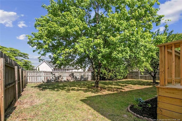 view of yard with a fenced backyard