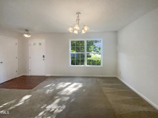 4126 Amber Stone Way, Durham, NC 27704 - unfurnished dining area with a chandelier, carpet flooring, and baseboards