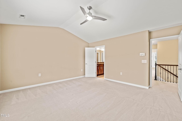 507 Brier Crossings Loop, Durham, NC 27703 - empty room with vaulted ceiling, a ceiling fan, and light colored carpet