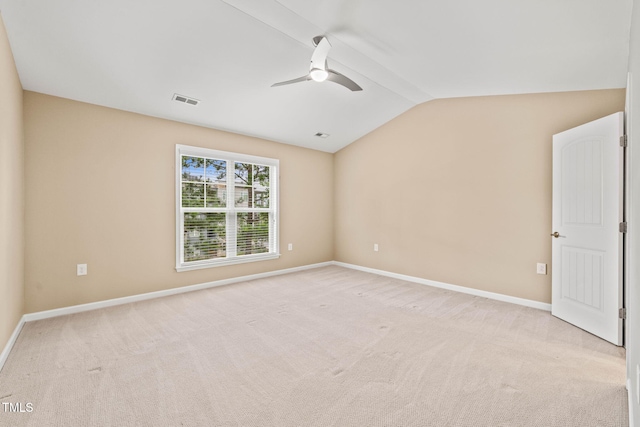 507 Brier Crossings Loop, Durham, NC 27703 - empty room featuring vaulted ceiling, ceiling fan, and light colored carpet