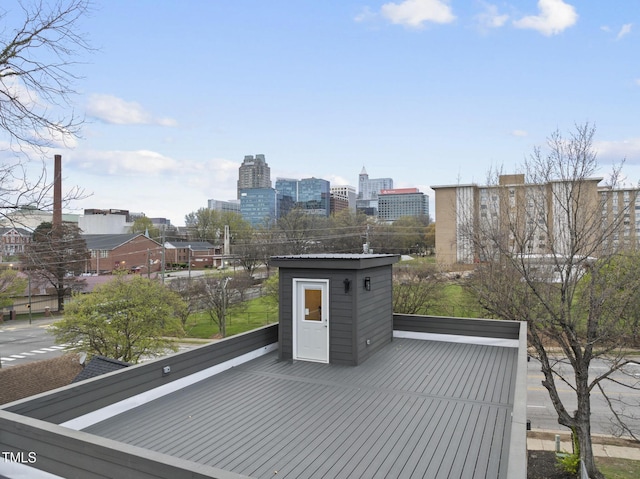 deck featuring a city view