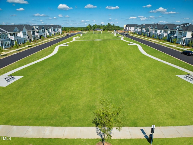 bird's eye view with a residential view