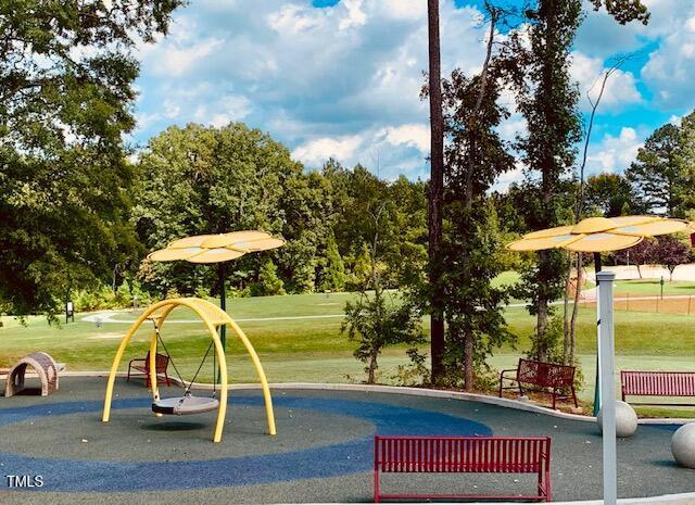 community playground with a lawn