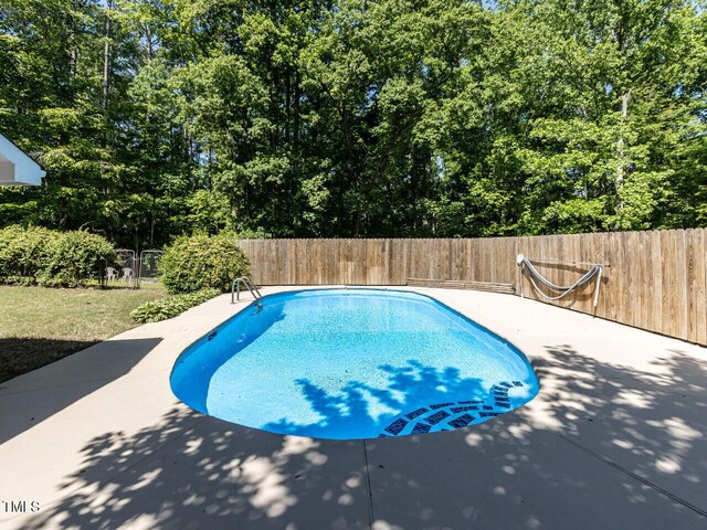 view of pool with a fenced backyard and a patio area