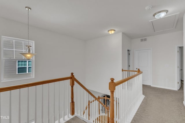416 Durants Neck Ln, Morrisville, NC 27560 - hallway with an upstairs landing, carpet, and baseboards