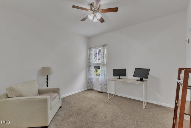 416 Durants Neck Ln, Morrisville, NC 27560 - office featuring a ceiling fan, baseboards, and carpet flooring
