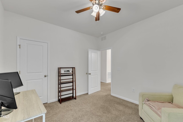 416 Durants Neck Ln, Morrisville, NC 27560 - office featuring a ceiling fan, light carpet, and baseboards