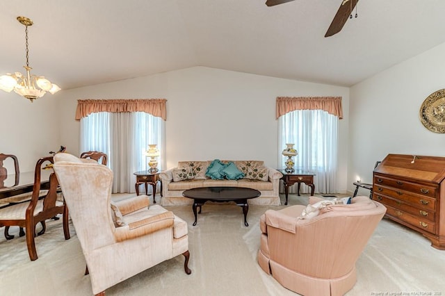 241 Firetree Ln, West End, NC 27376 - living room featuring plenty of natural light, light colored carpet, and vaulted ceiling
