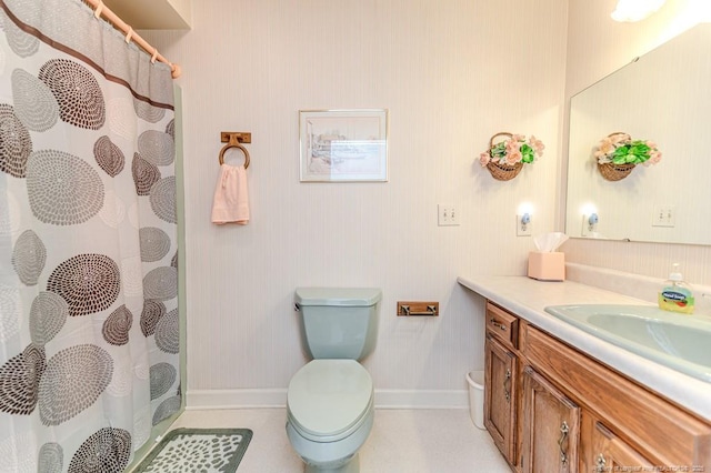 241 Firetree Ln, West End, NC 27376 - full bath featuring toilet, baseboards, vanity, and a shower with curtain