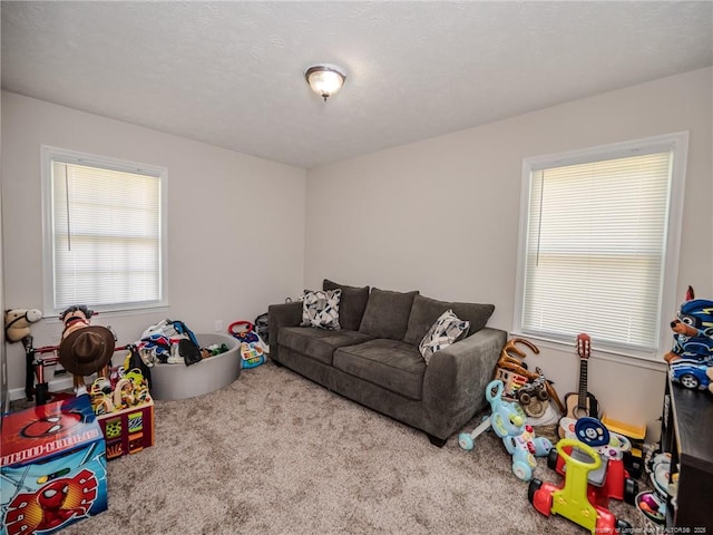 recreation room with carpet floors