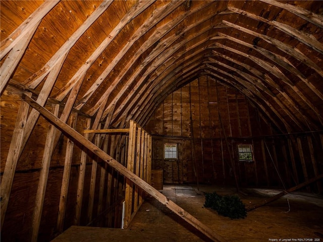 view of unfinished attic