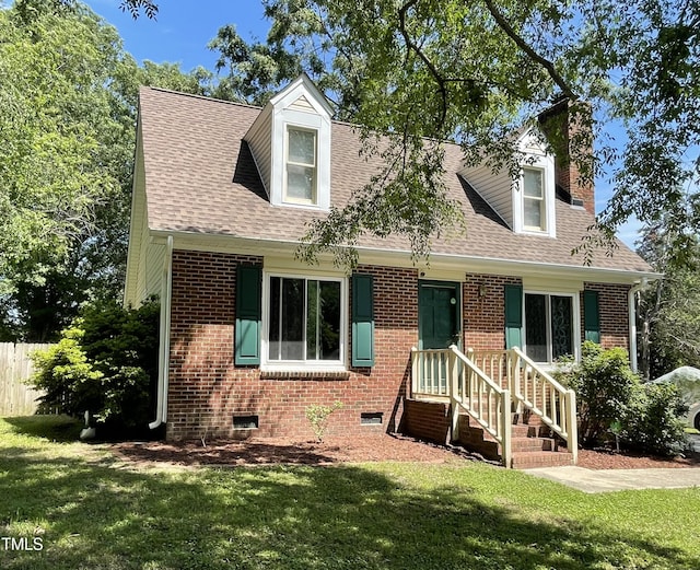 1305 Shakentown St, Knightdale, NC 27545 - cape cod home featuring brick siding, roof with shingles, and crawl space