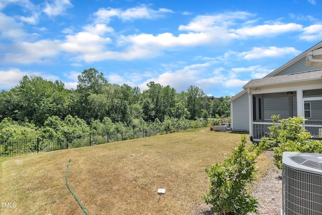 2100 Curry Meadow Way, Durham, NC 27703 - view of yard with central air condition unit and a view of trees