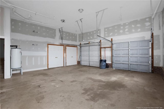 garage featuring water heater