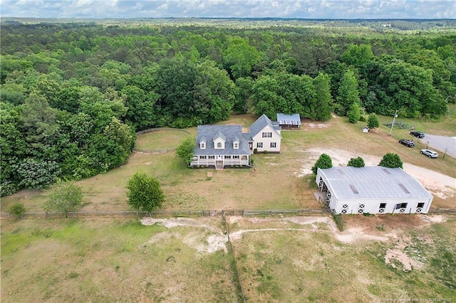 aerial view featuring a forest view
