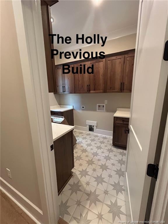 194 Landon Rdg, Sanford, NC 27330 - laundry room with cabinet space, light floors, hookup for a washing machine, and electric dryer hookup