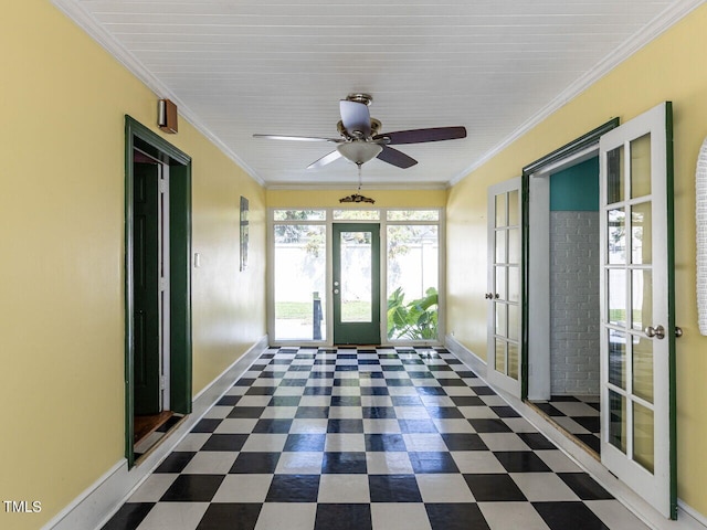 unfurnished sunroom featuring french doors