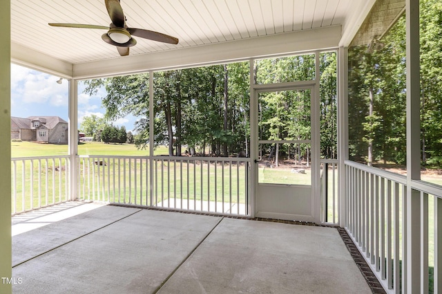 91 Carsons Creek Trl, Wendell, NC 27591 - unfurnished sunroom with ceiling fan and healthy amount of natural light