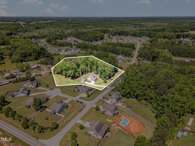 91 Carsons Creek Trl, Wendell, NC 27591 - view of property location featuring a forest, property boundaries highlighted, and nearby suburban area