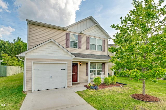 4108 Lady Slipper Ln, Durham, NC 27704 - view of front facade featuring a porch, driveway, and a garage