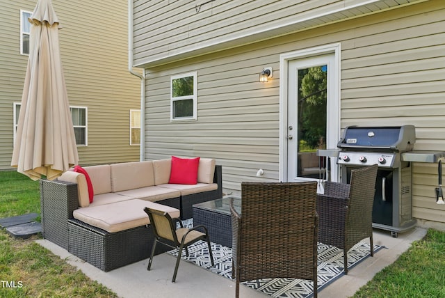 4108 Lady Slipper Ln, Durham, NC 27704 - view of patio with outdoor lounge area and area for grilling