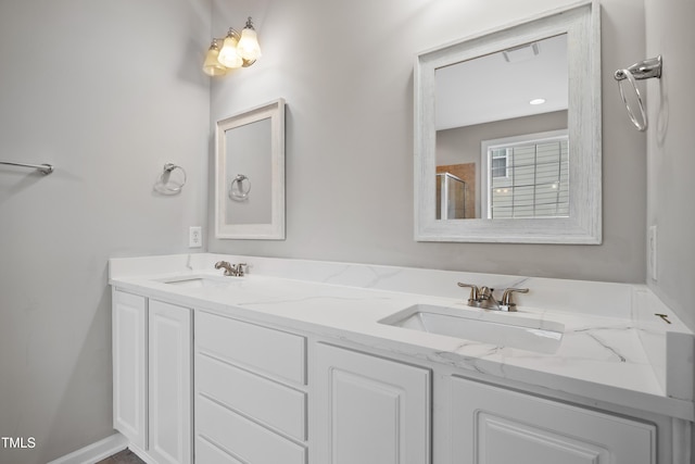 120 Hatchet Creek Ct, Morrisville, NC 27560 - bathroom featuring double vanity and a shower