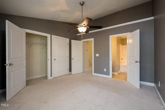 8016 Sycamore Hill Ln, Raleigh, NC 27612 - unfurnished bedroom with light colored carpet, a closet, baseboards, and a ceiling fan