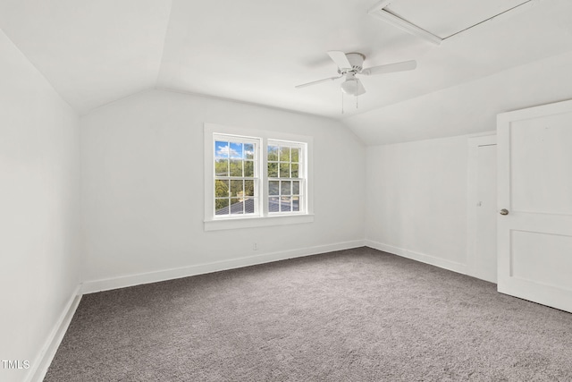 183 Red Hill Loop Rd, Warrenton, NC 27589 - additional living space with carpet flooring, baseboards, lofted ceiling, and ceiling fan