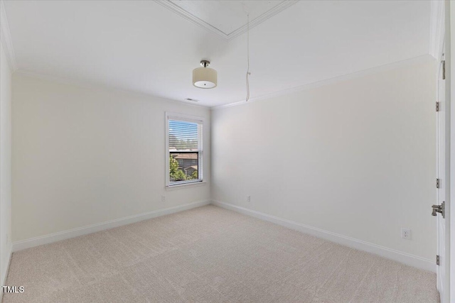 833 Ember Dr, Durham, NC 27703 - unfurnished room featuring ornamental molding, attic access, light colored carpet, and baseboards