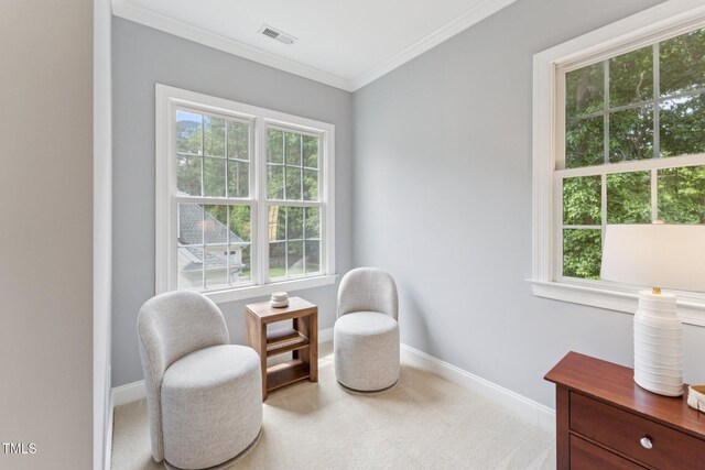 325 Wescott Ridge Dr, Holly Springs, NC 27540 - sitting room featuring carpet, healthy amount of natural light, and crown molding