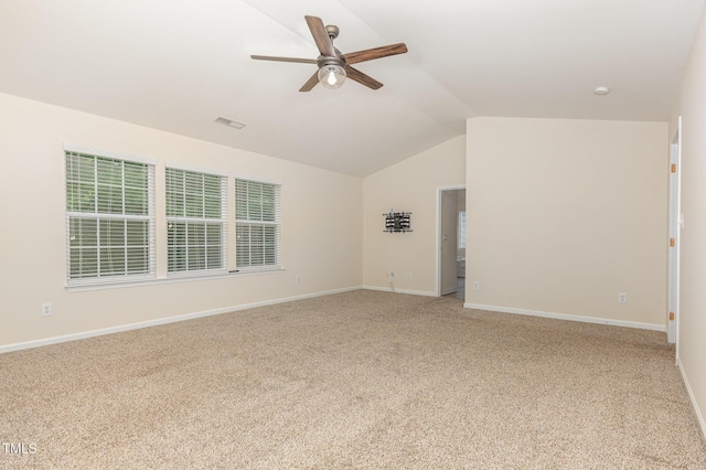 12340 Tetons Ct, Durham, NC 27703 - spare room with ceiling fan, carpet floors, and lofted ceiling