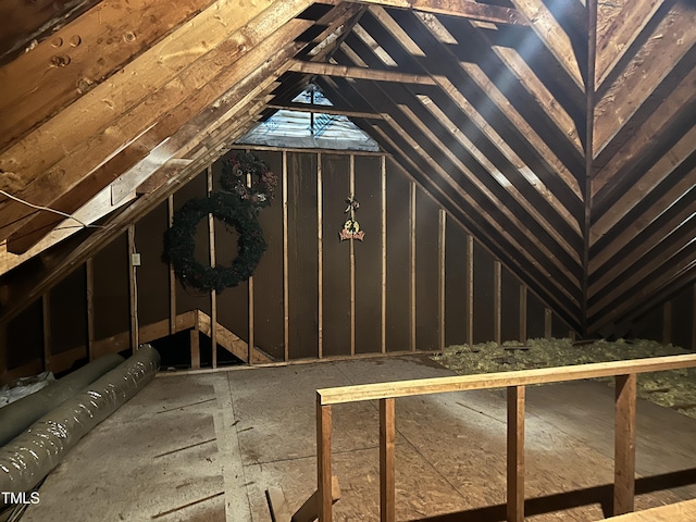 view of unfinished attic